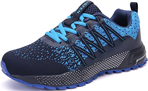 SOLLOMENSI Zapatillas de Deporte Hombres Mujer Running Zapatos para Correr Gimnasio Sneakers Deportivas Padel Transpirables Casual Montaña 38 EU H Azul