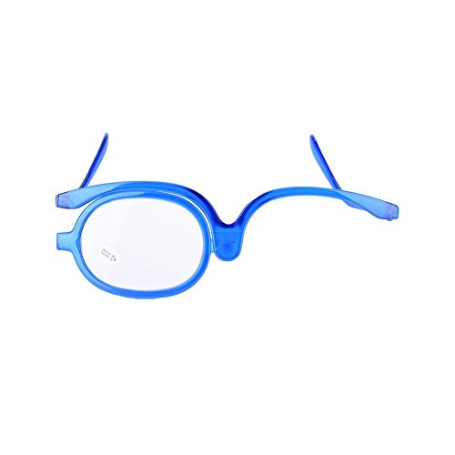 Sonew Gafas de Maquillaje con Aumento, Gafas de Maquillaje para Ojos con Aumento Lente única Gafas Giratorias Mujeres Maquillaje Herramienta Esencial(Blue,250)