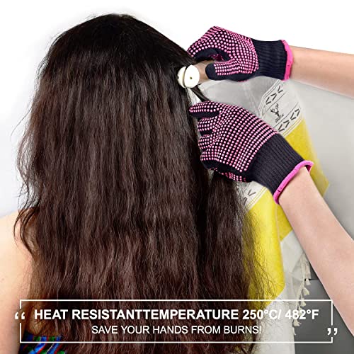 Sopito 2 piezas de guantes resistentes al calor para herramientas para el cabello Varita de hierro rizador