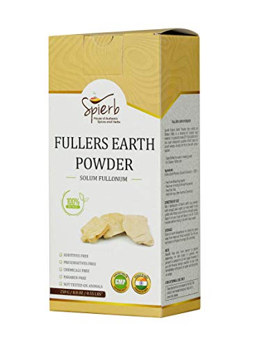 Spierb Fullers Earth Polvo - 250gm - de Arcilla India Arcilla Bentonita Multani Mitti Mud Powder para Pack facial Polvo de Arcilla Multani Puro 100% Natural Sin Productos Químicos Fullers Soil