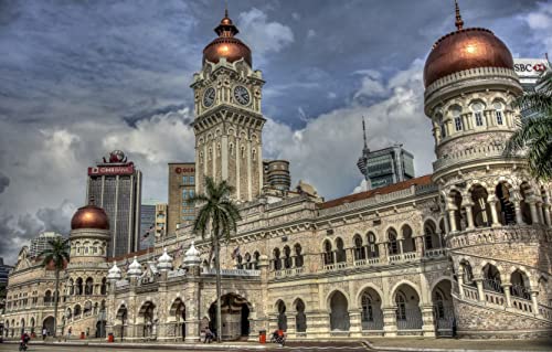 SPJOYSP pintar por numeros adultos con pintar por numeros con Edificio de la ciudad Torre Cúpula de Malasia Kuala Lumpur Edificio Sultan Abdul Samad 16X20 inch