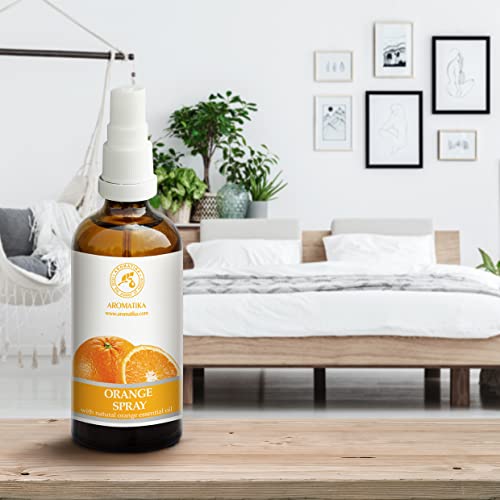 Spray perfumado con Aceite Esencial de Naranja - 100ml - Spray Perfumador de Habitación - Spray Almohada - Ambientador Armario - Aroma de Verano