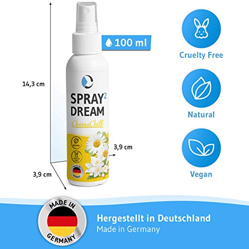 SPRAY2DREAM Chamochill Spray para conciliar el sueño | Spray para dormir con manzanilla romana y jazmín | Aromaterapia para relajarse por la noche | Pulverizador para la almohada - 100ml