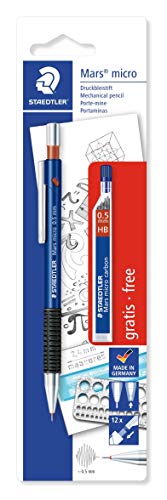 STAEDTLER Mars Micro - Portaminas (Incluye Tubo de Minas 0.5 mm HB), Color Azul