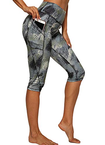 STARBILD Leggings 3/4 Mallas Pantalones de Alta Cintura Elástica Súper Transpirable Adelgazante de Yoga Deportivas Leggins para Mujer Negro-Gris L