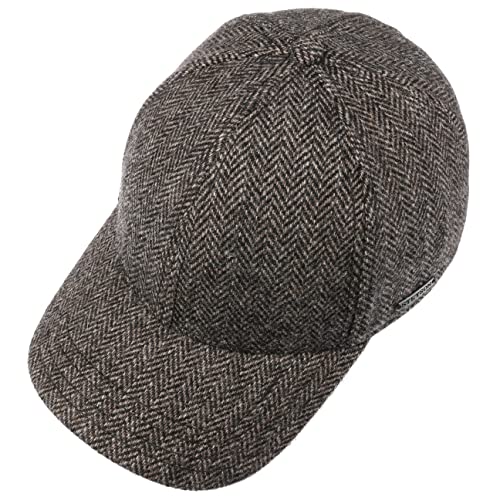 Stetson Gorra de Lana Plano, Hombre - Gorra de béisbol con el Dorso de la Visera de Cuero - Gorra de Caballero con diseño en Espiga - con Forro de algodón - otoño/Invierno marrón Oscuro L (58-59 cm)