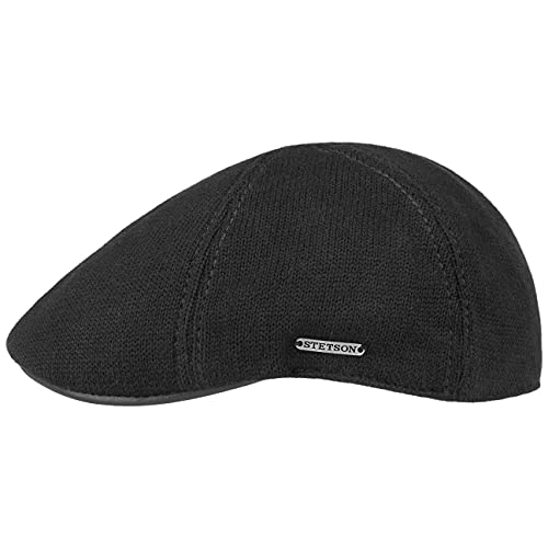 Stetson Gorra Muskegon Gatsby - Gorra de Hombre con Visera - Gorra de Punto con Visera de Cuero - Gorra Plana de otoño/Invierno Negro XL (60-61 cm)