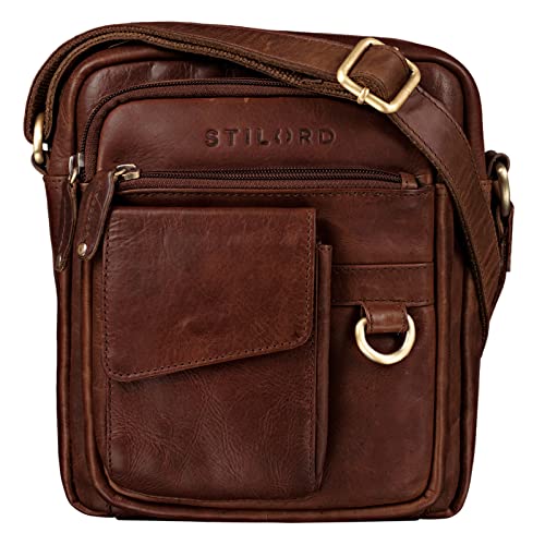 STILORD 'Ryan' Bolso Cruzado Hombre Piel Mariconera Hombres Bolsa de Hombro Pequeño Vintage Bolsito Mensajero para iPad 9.7 Pulgadas Cuero Auténtico, Color:Porto - marrón