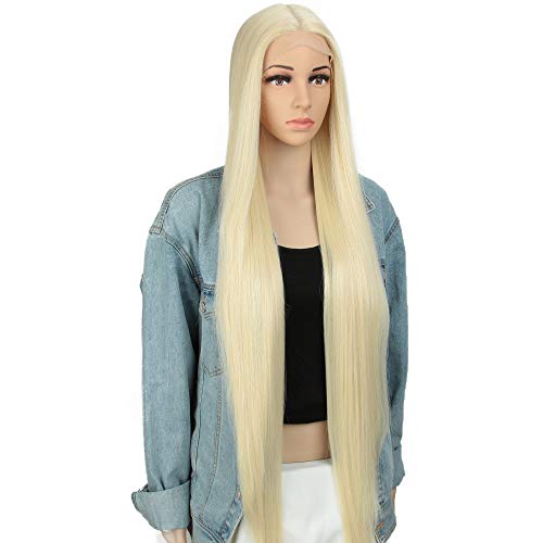 Style Icon Lace Front Wigs Pelucas De Cabello Liso Sedoso Con Frente De Encaje Súper Largo Para Mujeres Pelucas Sintéticas De Reemplazo De Cabello Suave 37”/93cm