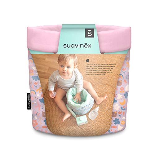 SUAVINEX 401314 - Suavinex, Organizador Tela Para Bebés con Baby Cologne, Loción Hidratante, Pomada Intensiva y Gel-Champú Syndet. 4 productos, Rosa, niñas