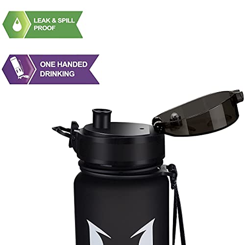 Super Sparrow Botella de Agua Deportiva - 500ml - Sin BPA (Mate- Negro)