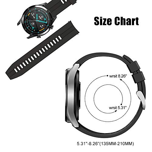 Supore Correa Compatible con Huawei Watch GT2 46mm/Huawei Watch GT3 46mm/Watch GT 46mm/Watch GT Active/Watch 2 Pro/Honor Watch Magic/Galaxy Watch 46mm/Gear S3/Gear 2, Correa de Silicona de 22 mm