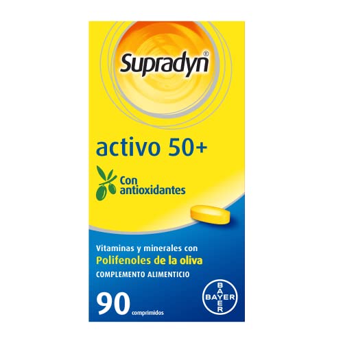 Supradyn Activo 50+ Multivitaminas para Mayores de 50 con Vitaminas, Minerales y Antioxidantes, una Ayuda para Proteger las Células del Daño Oxidativo y Recargar la Vitalidad, 90 Comprimidos