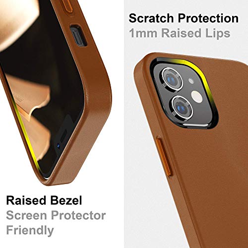 SURPHY Funda Compatible con iPhone 12 / iPhone 12 Pro Cuero Sintético 6.1'', Funda Delgada para Teléfono de Cuero Sintético, Protector Cuero Carcasa para iPhone 12 / iPhone 12 Pro 6.1 Pulgadas, Marrón