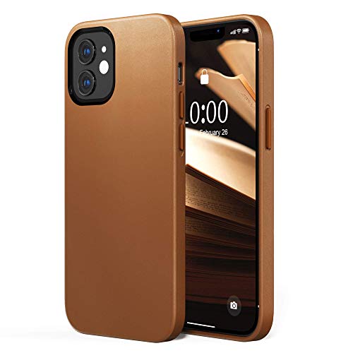 SURPHY Funda Compatible con iPhone 12 / iPhone 12 Pro Cuero Sintético 6.1'', Funda Delgada para Teléfono de Cuero Sintético, Protector Cuero Carcasa para iPhone 12 / iPhone 12 Pro 6.1 Pulgadas, Marrón