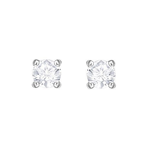 Swarovski Pendientes Attract Round, blanco, Baño de Rodio