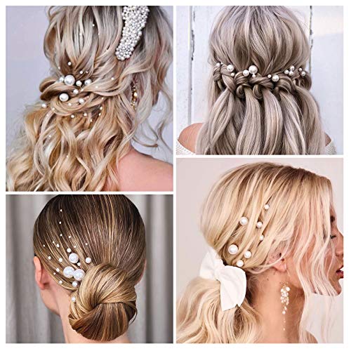 SWEETV - Juego de 18 horquillas para el pelo de la boda con perlas para el pelo para novias