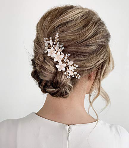 SWEETV Peine de pelo de boda clip nupcial cristal accesorios para el cabello para novias y dama de honor