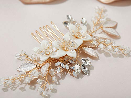 SWEETV Peine de pelo de boda clip nupcial cristal accesorios para el cabello para novias y dama de honor