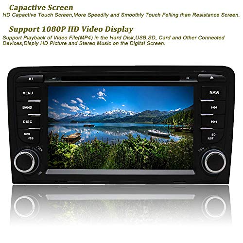 SWTNVIN Unidad de Audio estéreo para Coche Android 10 Compatible con Audi A3 S3 RS3 Sportback Reproductor de DVD Radio de 7 Pulgadas Pantalla táctil HD navegación GPS con DSP Bluetooth WiFi 2GB+16GB