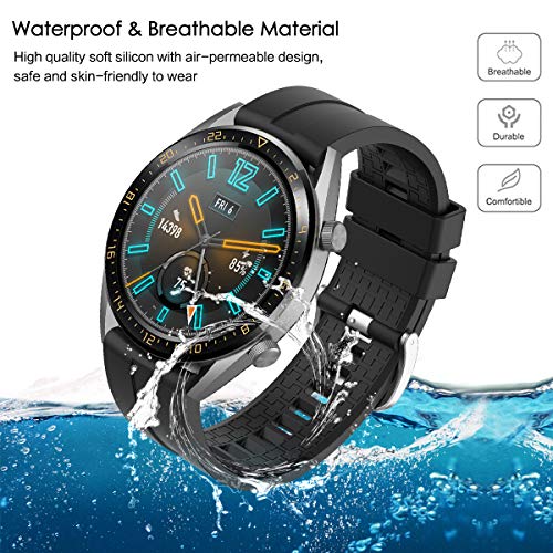 Syxinn Compatible con 22mm Correa de Reloj Huawei Watch GT 2 46mm/Huawei GT Sport/Active/Elegant/Classic Banda Silicona Deportiva Pulsera para Galaxy Watch 46mm/Gear S3 Frontier/Classic