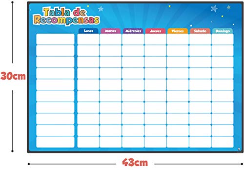 Tabla de Recompensas para Niños - Pizarra Magnética de Estrellas Inspira el Buen Comportamiento - para Pared o Frigorífico. Incluye 80+ Tareas y 300 Estrellas – Versión Actualizada, en Español