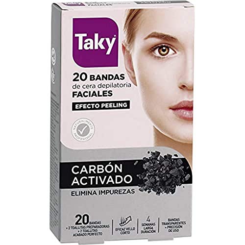 Taky CARBON ACTIVADO bandas cera faciales depilatorias 20 uds