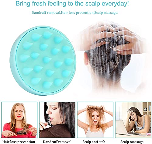 TAMETZONA Cepillo cuero cabelludo cepillo masajeador cabello silicona para ducha, cepillo pelo limpieza, exfoliación, eliminación caspa y estimulación crecimiento del pelo (azul)