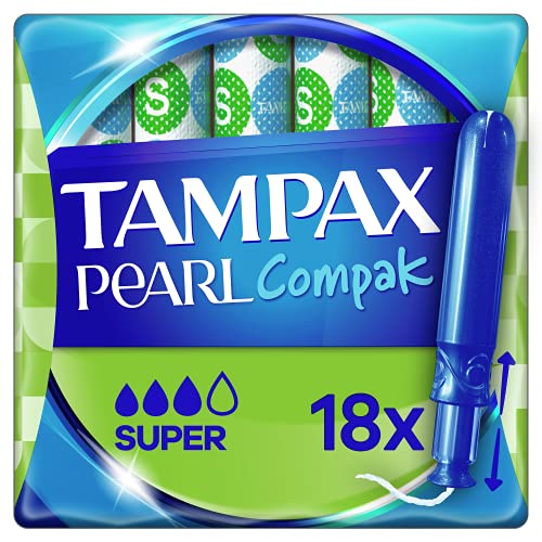 Tampax Manga De Carga De La Perla Compak Súper Tampones 18 unidades