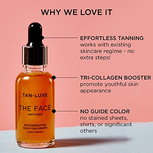 Tan-Luxe The Face Anti-Age Rejuvenating Self-Tan Serum Drops 30ml - Light/ Medium