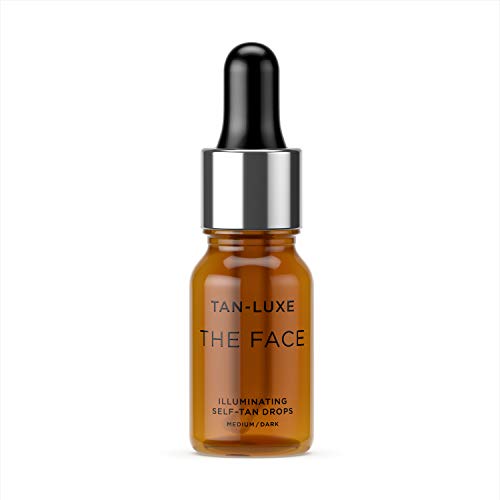 Tan Luxe The Face - Gotas autobronceadas, medianas/oscuras (10 ml) para añadir gotas de bronceado al cuidado de la piel para un bronceado facial personalizado, libre de crueldad y vegano