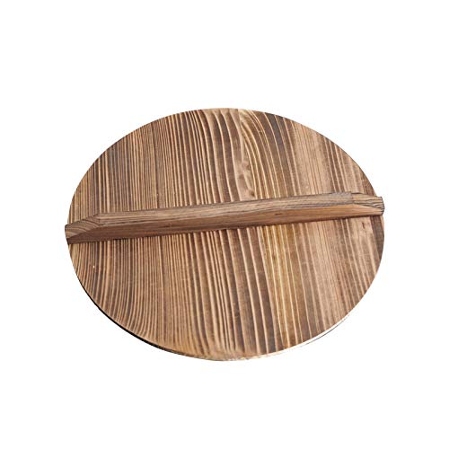 Tapa de madera de wok, tapa redonda de madera natural Wok tapa de madera con asa, tapa de wok de cedro ligera para sartén agitar, anti-caliente