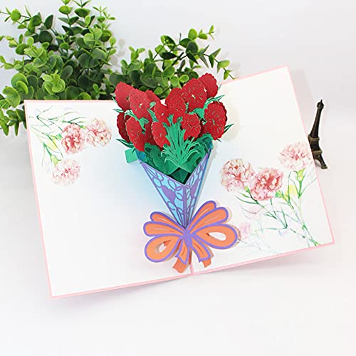 Tarjeta de Felicitación Pop Up 3D, OYSJ Tarjeta del Día de la Madre,Tarjeta de felicitación Flor de Clavel, El Mejor Regalo para el Cumpleaños de la Madre y el Día de la Madre