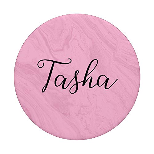 Tasha Nombre Personalizado Rosa Chica Linda Mujeres Personalizadas Negro PopSockets PopGrip Intercambiable