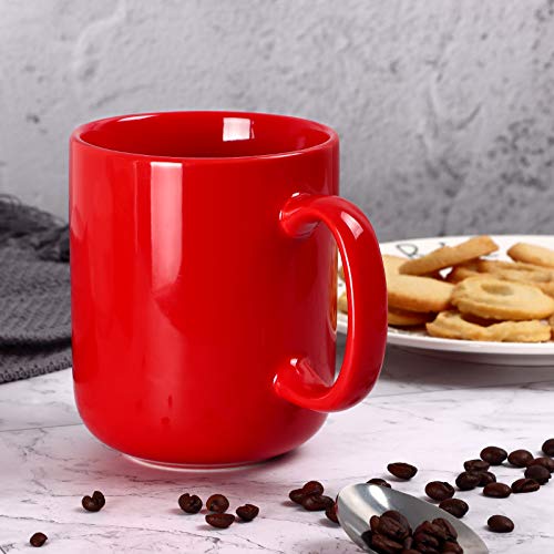 Taza de café grande de cerámica de 20 onzas, taza de té de porcelana roja para té de leche y cacao