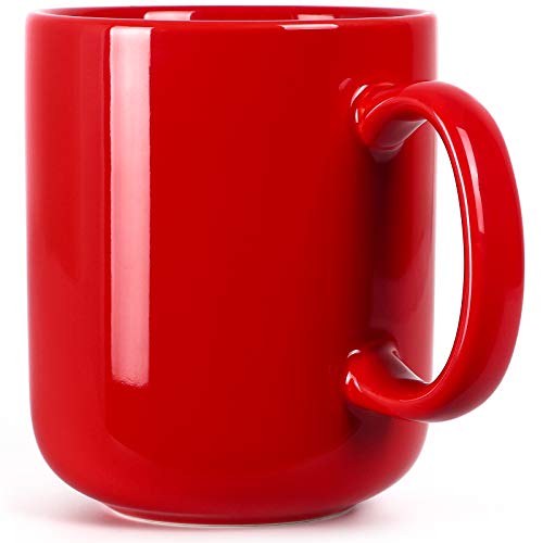 Taza de café grande de cerámica de 20 onzas, taza de té de porcelana roja para té de leche y cacao