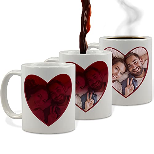 Taza mágica. Taza mágica Personalizada. Taza con Foto. Regalo Original. Corazón Rojo