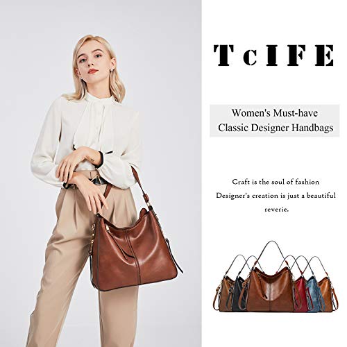 TcIFE Mujer Bolsos Hobo Bolsas Bandolera Tote Vintage Sintetico Moda Cuero Clásico ligero gran capacidad con Asa Casual Retro