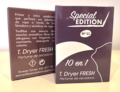 T.Dryer Fresh Perfume de Secadora, 10 Paquetes de 10 Unidades, 100 toallitas.