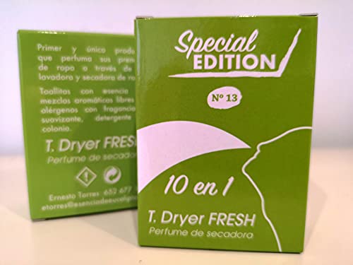 T.Dryer Fresh Perfume de Secadora, 10 Paquetes de 10 Unidades, 100 toallitas.