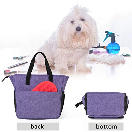 Teamoy Bolsa de Transporte para Suministros de Aseo para Perros, Bolsa de Aseo para Perro para peines, champús y Otros Productos de Aseo para Mascotas, Púrpura