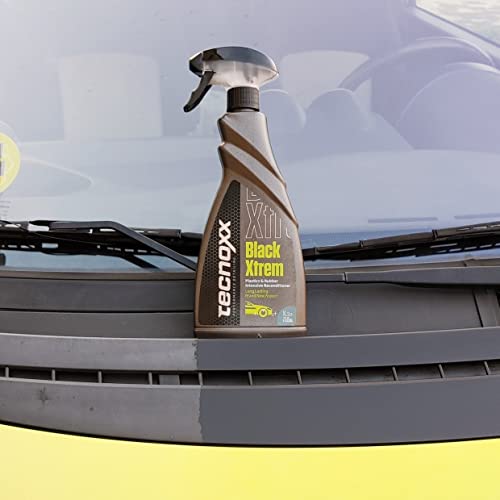 Tecnoxx – Black Xtrem Restaurador de plásticos y Gomas Exteriores de Coche Pro 750 mL con pulverizador Envase XL