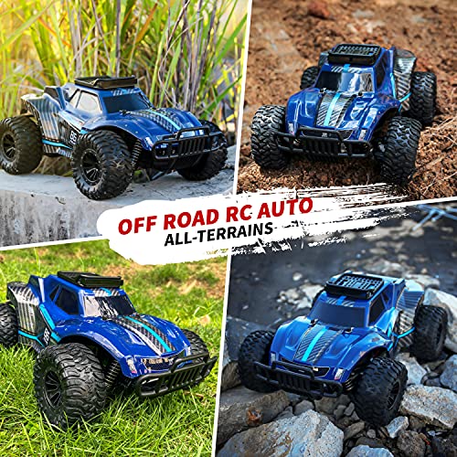 TEEROK Coche Teledirigido Todoterreno, 2.4Ghz Control Remoto Coche RC para Niños Adultos, 1:16 25Km/h Carreras de Alta Velocidad Off Road Buggy Vehículo Camión, Juguete Regalos para Niños 2 Baterías