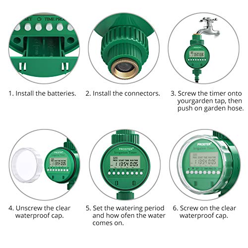 Temporizador de Agua 3/4” 19mm Temporizador de Riego Automático con LCD 1m - 9h 59m Digital Temporizador de Riego Automáticamente Regar para Jardín Hierba Planta de Invernadero