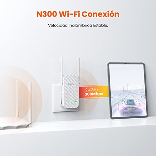 Tenda N300 A9 Repetidor WiFi, Extensor de Red, Inalámbrico Ampliardor 300 Mbps, 2 Antenas Externas, WPS Botón, Play y Plug, Indicador LED de Señal, Fácil Configuración, Compatible con Módem y Router