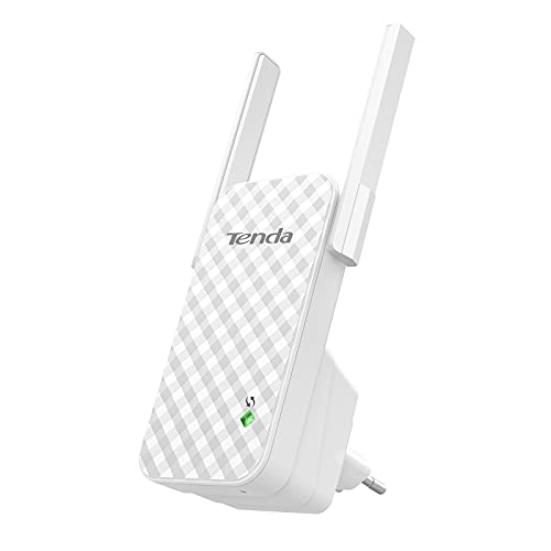 Tenda N300 A9 Repetidor WiFi, Extensor de Red, Inalámbrico Ampliardor 300 Mbps, 2 Antenas Externas, WPS Botón, Play y Plug, Indicador LED de Señal, Fácil Configuración, Compatible con Módem y Router