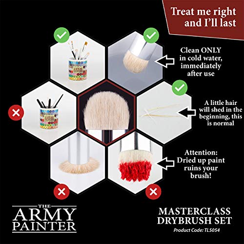 The Army Painter | Masterclass: Drybrush Set | Hobby Brush Set in Three sizes for Advanced and Professional Techniques for Tabletop, Boardgames, and Wargames Miniature Painting