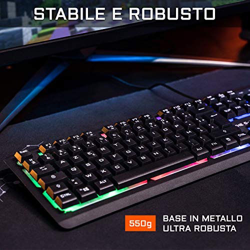 THE G-LAB Combo Iridium - Teclado y ratón para Gaming - USB Italina Anti-Ghosting + Ratón de Gaming LED 3200 dpi - Compatible con PC/PS4/PS5/Xbox One/Xbox Series X - Nuevo 2021