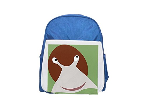 The Image is a Cartoon of a snail. AS I Was Thinking of leaves of hydrangea I Selected The Color Of Green as the BG color. Printed Kid 's blue Backpack, cute Backpacks, cute small Backpacks, cute Blac