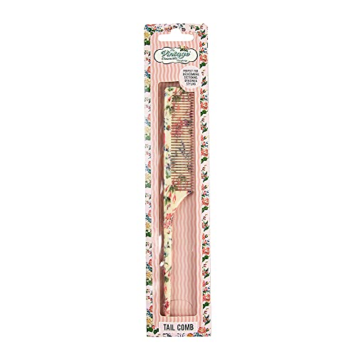 The Vintage Cosmetic Company, Tail Comb Back Ideal for Combing and Sectioning Floral Design